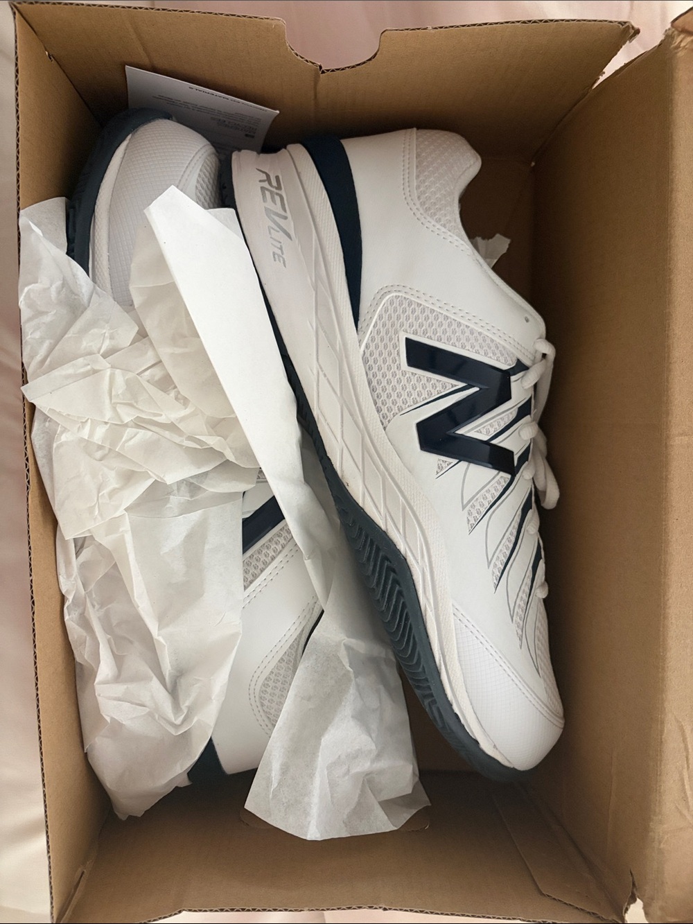 New Balance White and Navy Men's Athletic Shoes